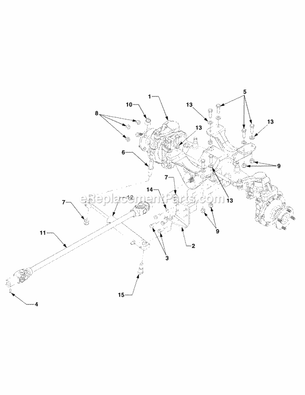 Front Axle Diagram and Parts List for 5264DE 54AE546-710, 54BE546-710 Cub Cadet Lawn Tractor